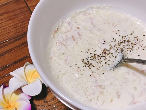 [レンジ]豆乳とろ〜り海老スープ＊黒酢&乾燥エビ